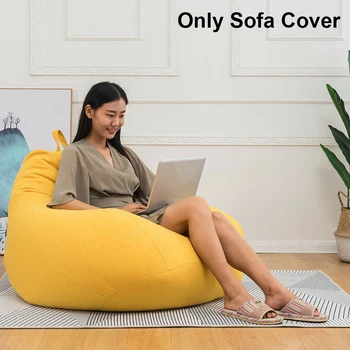 

Large Small Lazy Sofas Cover Chairs without Filler Linen Cloth Lounger Seat Bean Bag Pouf Puff Couch Tatami Living Room