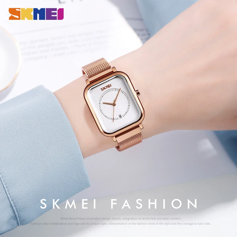 SKMEI простые женские кварцевые часы повседневные женские деловые часы со стальным ремешком водонепроницаемые женские наручные часы Montre Femme 9207