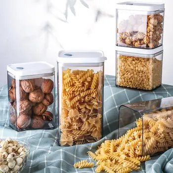 

720/1100/1500ml Household Transparent Lid Sealed Jar Food Storage Can Container European-style sealed box large-capacity sealed