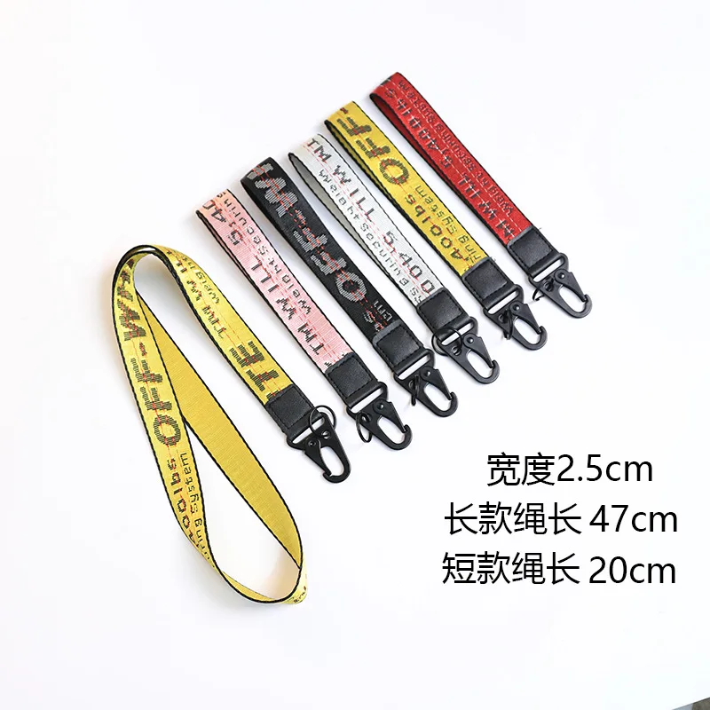 

Embroidery Off White Ribbon Keychain Fashion Simple Letters Popular Logo Key Chains Backpack Decorated Men's Women's Key Ring