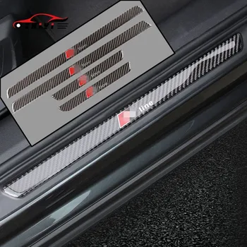 

4 Pcs Carbon Fiber Anti-Scuff Car Door Sill Sticker And Decal For Audi Sline A3 A4L A5 A6L Q3 Q5 Q7 Car Door Protector Strip
