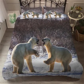 

Cartoon Bear Boys Bedding Set Winter Microfiber Comforter Cover with Pillowcase Animals Bedspread Room Decor Full Queen King