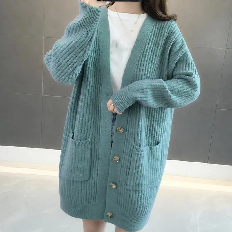 ^*Best Offers Knitted Cardigan Women's Medium Long Sweater Fall 2019 Thickened Soft Warm Cardigans Casual Spring Winter Oversized Sweater