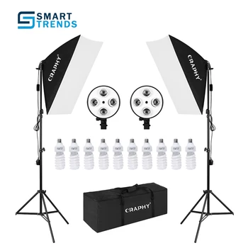 

CRAPHY CPS-009 Photography lights Of Studio Softbox Continuous Lighting Kit with 10 Light Bulbs 2x 4-Head Light Holder