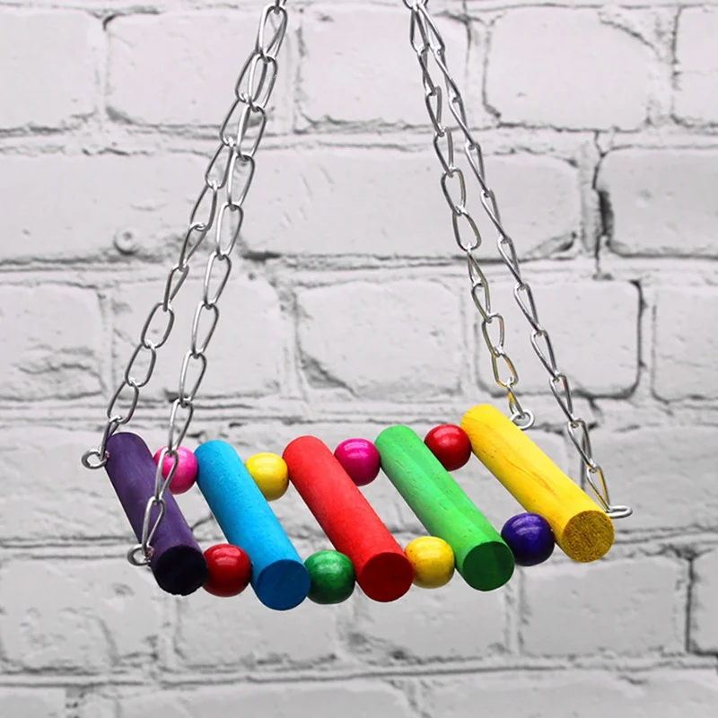 Попугай подвесной мост креативный деревянный попугай игрушка красочная веревочная лестница Parakeet клетка аксессуары