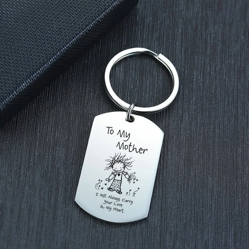 

Stainless Steel Key Ring Mom Mother Sister Son Family Cute Key Chain Personalized Gift Best Friend Friendship Pendant Keychains