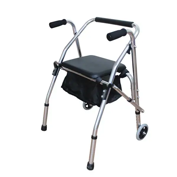 

Quickly folds Aluminum Tube Walker Comfortable padded seat Lounge chair With Seat Cushion for elderly patients