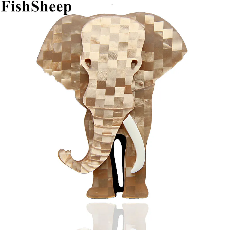FishSheep модная акриловая большая брошь со слоном милое животное Таиланд Слон полимерные брошки булавки ювелирные изделия для женщин Подарки - Окраска металла: Khaki as photo