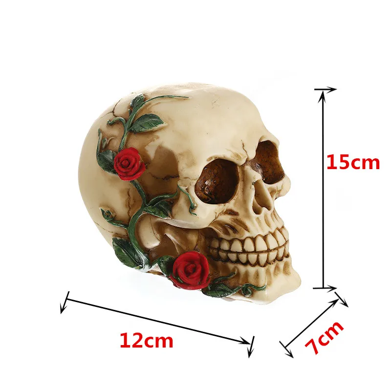 Rose skull VILEAD роза череп статуя изделия из смолы животное Череп реквизит барная стойка Домашняя Декоративная скульптура подарки Хэллоуин украшения - Цвет: Rose skull