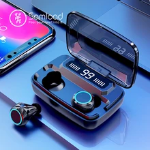 Samload Bluetooth 5,0 наушники-вкладыши настоящие беспроводные 3D стерео наушники с 3300 мАч зарядным устройством для большинства смартфонов