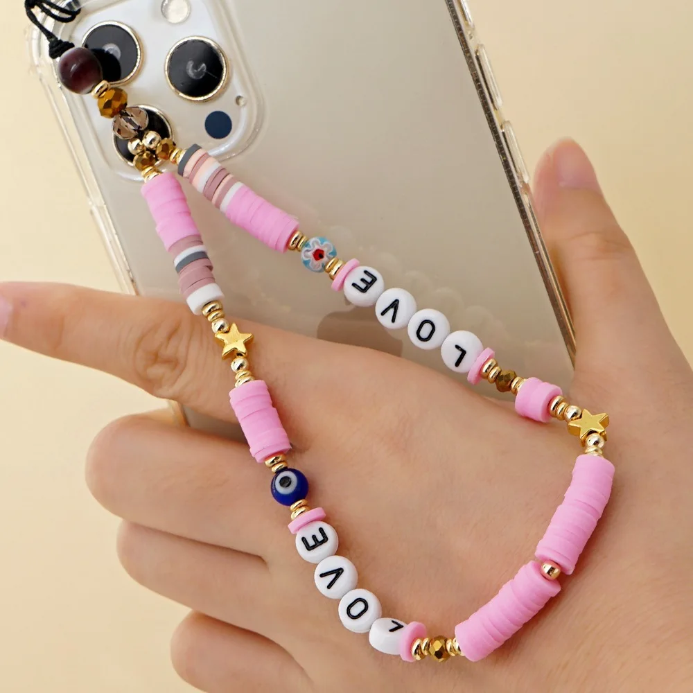 Colorful Smiling Beads Chain Phone Chain Lanyard Beads Mobile Phone Chain Anti-lost Handmade Acrylic Cord Lanyard for Women Gift 8 Hc8c2960c1e564fb1939341c732f715ccV