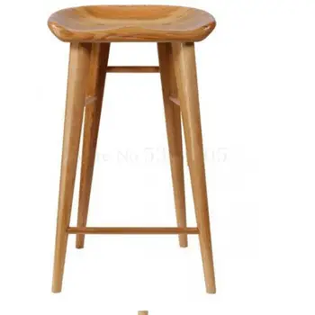 

Solid Wood Bar Chair Dining Chair Household Nordic Log Bar Chair Simple Leisure High Foot Stool Front Desk Chair Study Chair