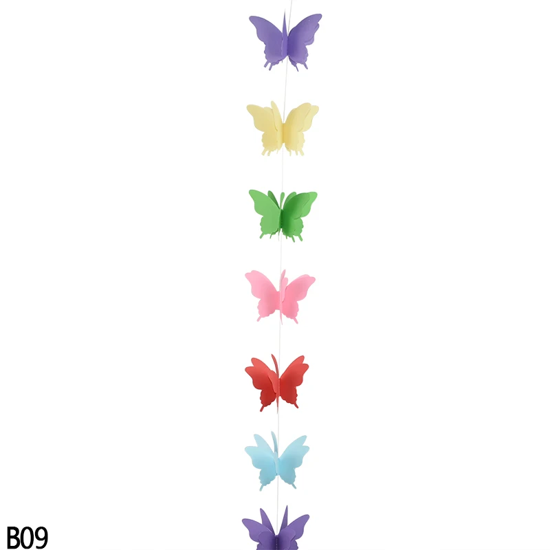 3D цветная бумажная гирлянда с бабочками, висячие украшения для свадьбы, дня рождения, украшения, принадлежности для детского душа, баннер с бабочкой - Цвет: B09