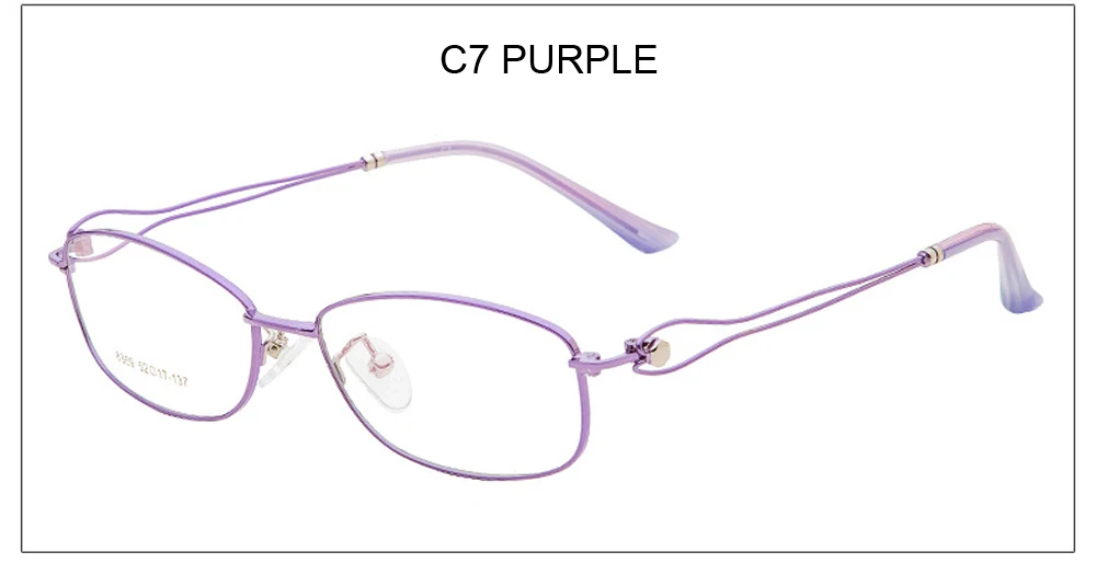 C7 PURPLE Женские деловые очки BSX8369 очки прямоугольные полые дужки могут быть оснащены миопическая линза женские офисные модные очки - Цвет оправы: C7 PURPLE