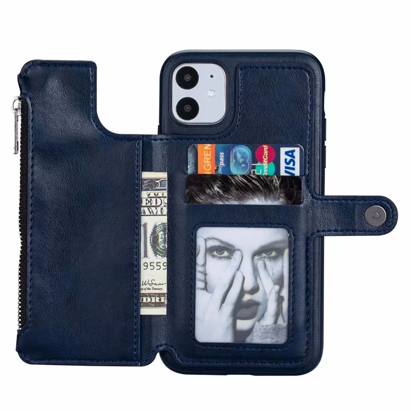 Модный чехол-кошелек на молнии для Apple IPhone 11 Pro Max 6 6S 7 8 Plus X XS XR, роскошный кожаный чехол для задней крышки, визитница