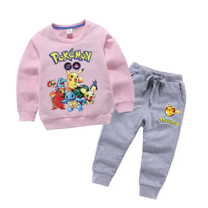 POKEMON GO Detective Pikachu/детская одежда для мальчиков и девочек осенний Свитшот комплект из 2 предметов, хлопковые спортивные толстовки с длинными рукавами и рисунком, Комплект футболок - Цвет: color 1