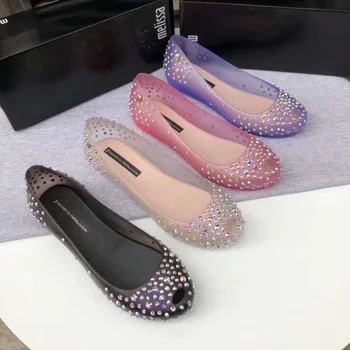 

2020 New Melissa Jelly Shoes Diamond Jelly Slippers Ladies Sandals Melissa Adult Slippers Women Beach Shoes