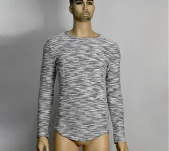 

New style spring autumn men casual Cotton long sleeve T-shirt yellow white