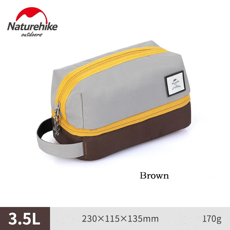 brown Naturehike 3.5L Оксфорд туалетный мешок Сортировка косметический комбо сухой влажный водонепроницаемый мешок для мытья туалетных принадлежностей Кемпинг дорожный Органайзер - Цвет: brown