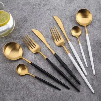 

Dinnerware Coffee Spoon 304 Stainless Steel Cutlery Steak Knife Fork Fruit Knife Fork Stirring Spoon Teaspoon Flatware