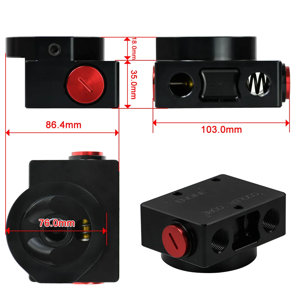 PQY-Oil Filter Sandwich Adaptor With Oil filter remote block with thermostat 1xAN8 4xAN6/AN8/AN10 PQY5675BK
