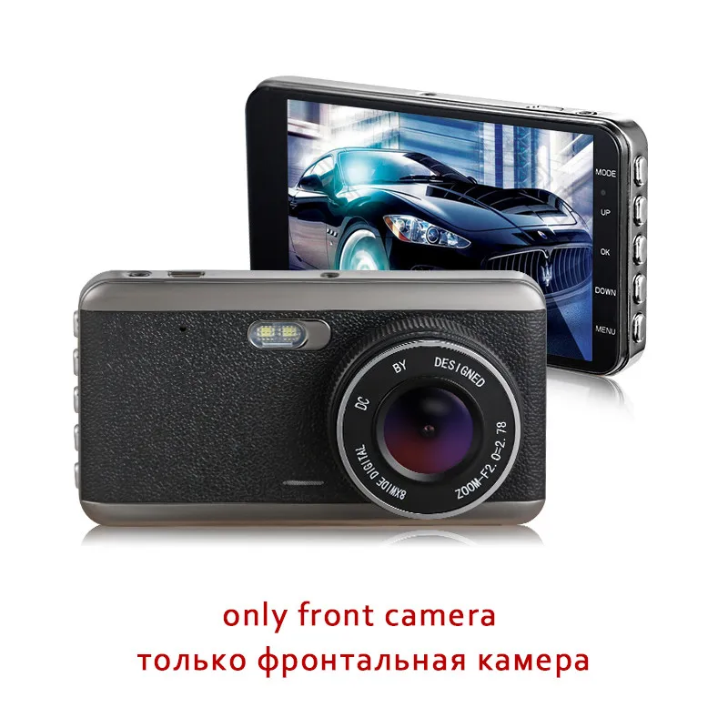 Автомобильный Семья 4 дюйма ips Экран Видеорегистраторы для автомобилей Камера FHD 1296P видео тире камера Двойной объектив 170 градусов Dash Cam светодиодный Запись и функцией ночной съемки - Название цвета: Only Front Camera