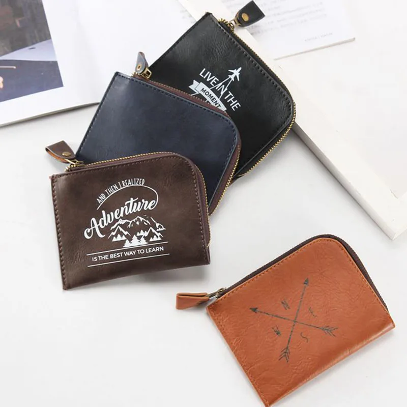 High Quality PU Zipper Simple Style Coin Purse Boys Mini Change Plush Mens Wallet Small Pouch Handbag Headset Bag | Багаж и сумки