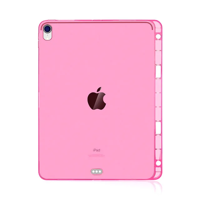 Подходит для iPad Pro 11 чехол сплошной цвет прозрачный силиконовый водонепроницаемый кожаный чехол+ ручка держатель A80/A2013/A1934/a1989 - Цвет: Pink