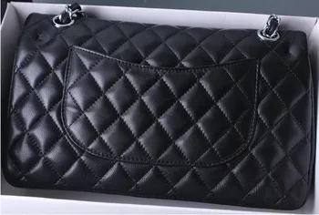 

Luxury Brand Lambskin Leather Bag Women Top Quality Design Double Flap Bag Classic Caviar CrossBody Shoulder Chains Bags 25cm