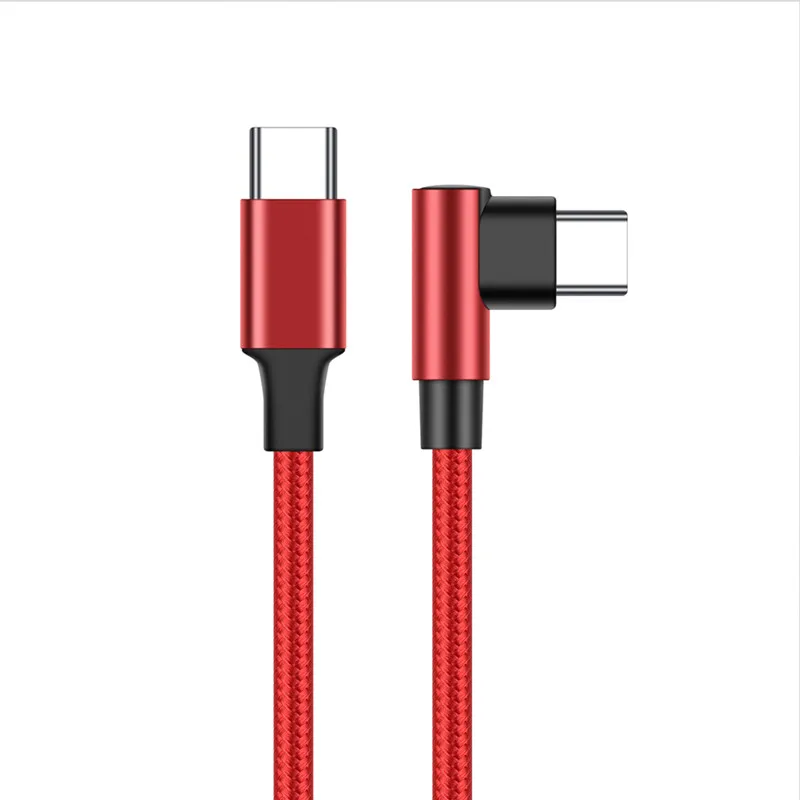 60W 90 Degree Elbow USB Type C to USB C Cable For Samsung Xiaomi Redmi Huawei Macbook Fast Quick Charger Cord PD Type-c Cable mobile phone cables Cables