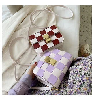 

Square Contrasting Color Women Handbags 2020 New Korean Fashion Pu Leather Female Shoulder Messenger Bags Mini Bag