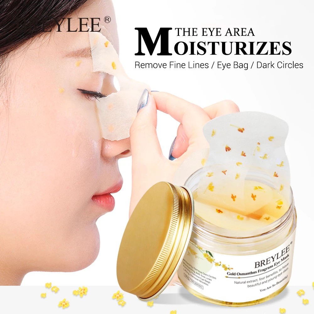 BREYLEE Gold Osmanthus Fragrans Eye Mask Collagen Gel Eye Patch Face Skin Care Remove Dark Circles Lifting Firming Serum 50pcs  (4)