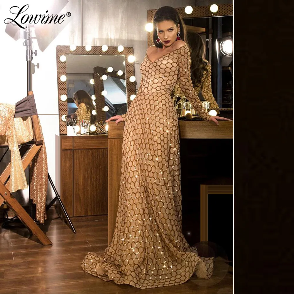 

Champagne Gold Sequins V Neck Party Dress For Weddings 2020 Cheap Evening Dress Formal Long Prom Dresses Robe De Soiree