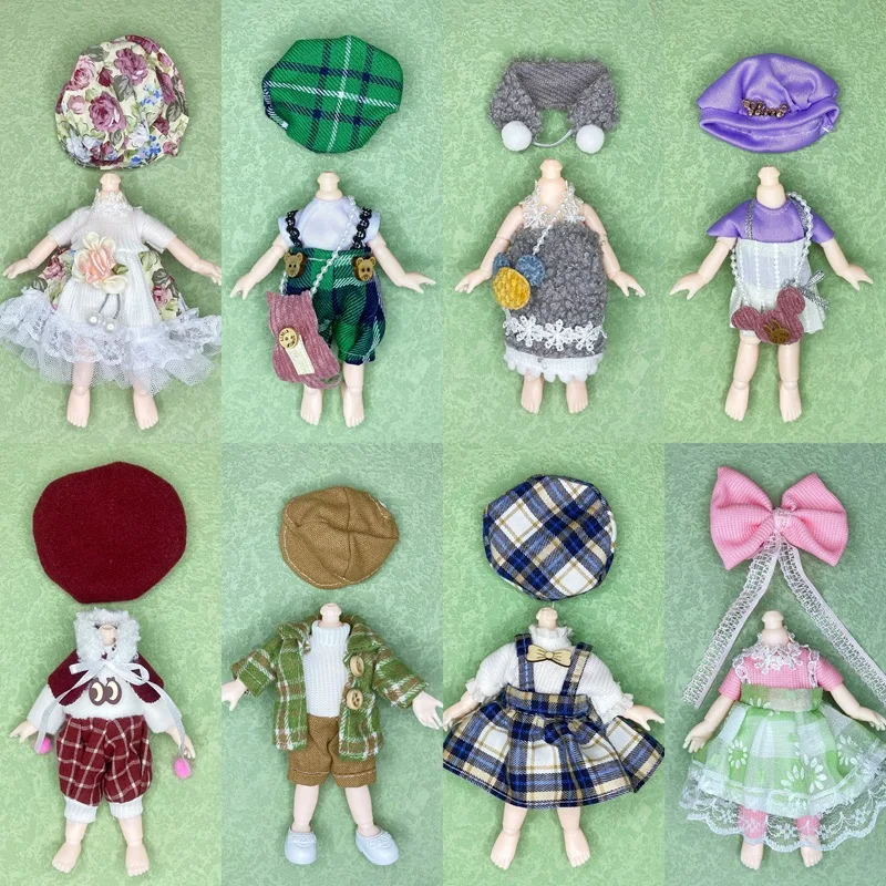 16 cm Universal Doll Clothes Bjd Doll Clothes Accessories 1/12 Fashion Dress Pants Suit Children Girls Toys Accessories Gifts bubble face wig row bjd doll doll wool doll universal doll accessories