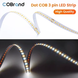 Bande lumineuse LED haute densité, ruban linéaire variable IP20, DC24V Dot COB, 10mm, 160 puces/m, 1m 3m 5m, 3000k 6000k 