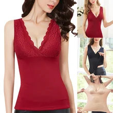Новинка, теплое женское нижнее белье, плюс размер, кружевное, v-образный вырез, облегающее, Корректирующее белье, майка без рукавов, FDM
