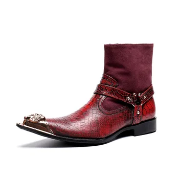 

Martin Boots Men's British High Top Shoes Men's Winter Fleece Tooling Short Boots Botas Mujer Cow Leather Pointed Toe Ankle Zip