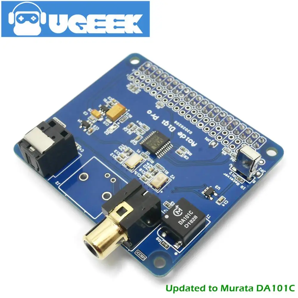 UGEEK AOIDE HIFI Digi Pro цифровая звуковая карта для Raspberry Pi 4B/3B +/3B/2B | Два осциллятора I2S SPDIF