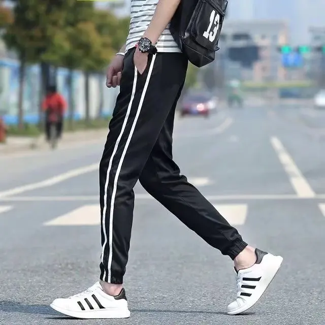 

MEN'S Casual Pants Skinny Pants 2018 Spring And Summer Sports Ankle Banded Pants Slim Fit Students Couples Trousers Uniform Pant