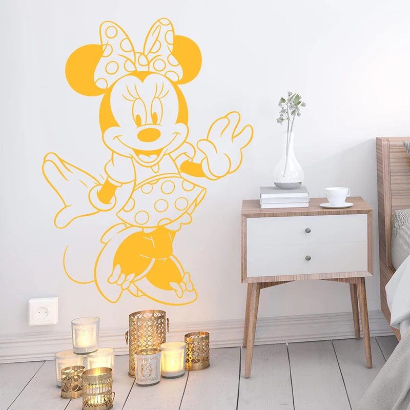 Cartoon Disney Minnie Mouse Wall Stickers For Home Decor Living Room Girls Room Nursery Decoration Vinyl Mural Wall Art Decals