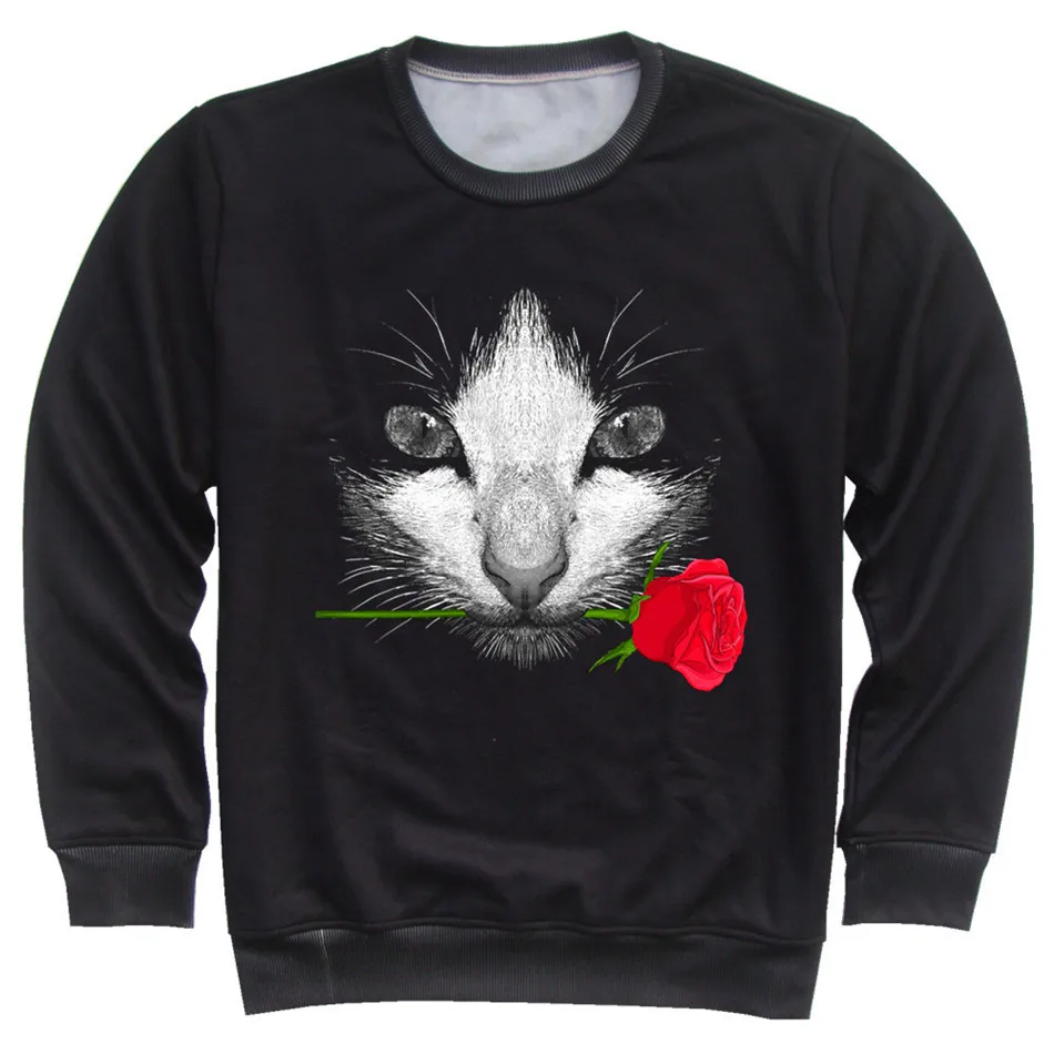 Children 3D Sweatshirts Animal Cat Rose Skull Paint Galaxy Moon Shark Owl Printed Boys Girls Black Hoodies Kids Pullovers 4T-13T