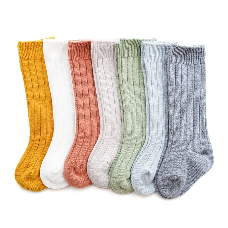 Cotton Socks Autumn Winter Warm Kids Toddler Infant Baby Girls Boys Solid Knitted Long Knee High Socks Newborn 0 to 5 Years