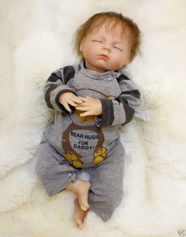 18inch Lifelike Silicone Newborn Boy Baby Toy Soft Silicone Vinyl Newborn Soft Touch Gift Reborn Doll  Baby Doll  Educational