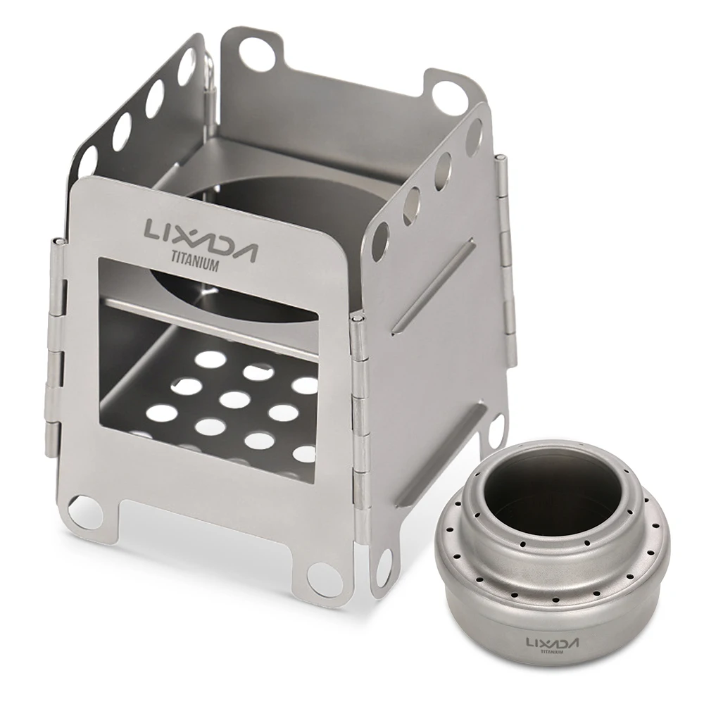Lixada Titanium Folding Wood Stove Lightweight Pocket Stove with Mini  Alcohol Stove for Outdoor Camping Backpacking - AliExpress