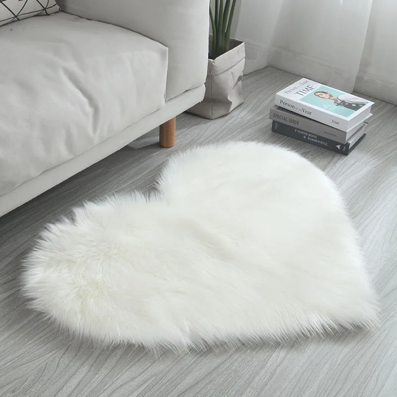 

Fluffy Rugs Anti-Skid Shaggy Area Rug Dining Room Home Bedroom Carpet Floor Mat Imitation Wool Peach Heart Carpet Living Room Bedroom Mattress Sofa Cushion