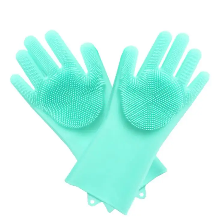 Многофункциональные Силиконовые перчатки для мытья посуды для кухни - Цвет: Светло-зеленый