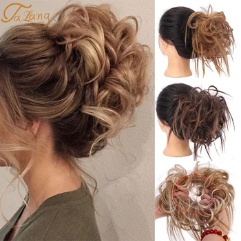 

TALANG Messy Bun Tousled hairpiece Elastic Band Chignon hair Curly Scrunchie Updo Cover Synthetic Hairpiece for women