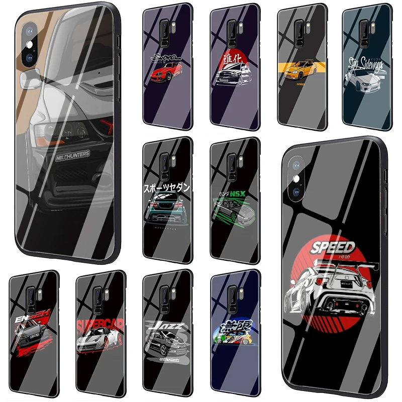 car eat sleep JDM Tempered Glass phone case for Samsung S7 Edge S8 S9