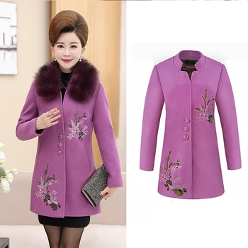 

Mama Women's clothing Women Blend Coat women winter 2019 Coats Velvet Thick Elegant Woolen Coat Plus Size Woollen Coats MK286