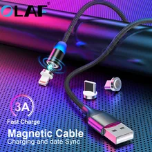 Магнитный Micro USB кабель Olaf 2 м для iPhone, samsung, Xiaomi, huawei, зарядный кабель USBType C, Магнитный зарядный провод